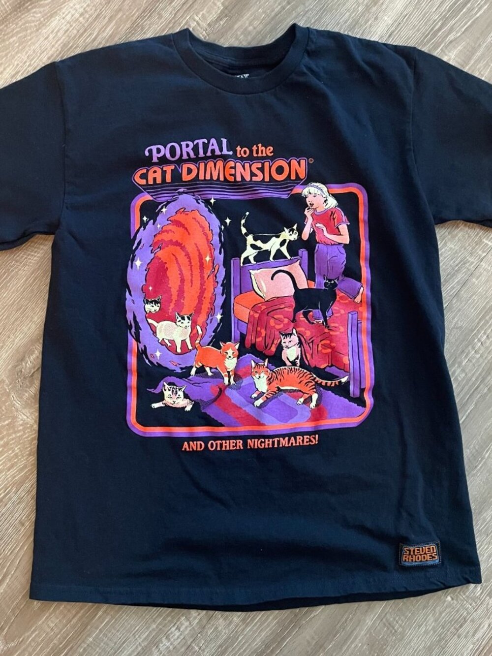 Steven Rhodes Portal To The Cat Dimension T-Shirt Size M Graphic Design Art Tee